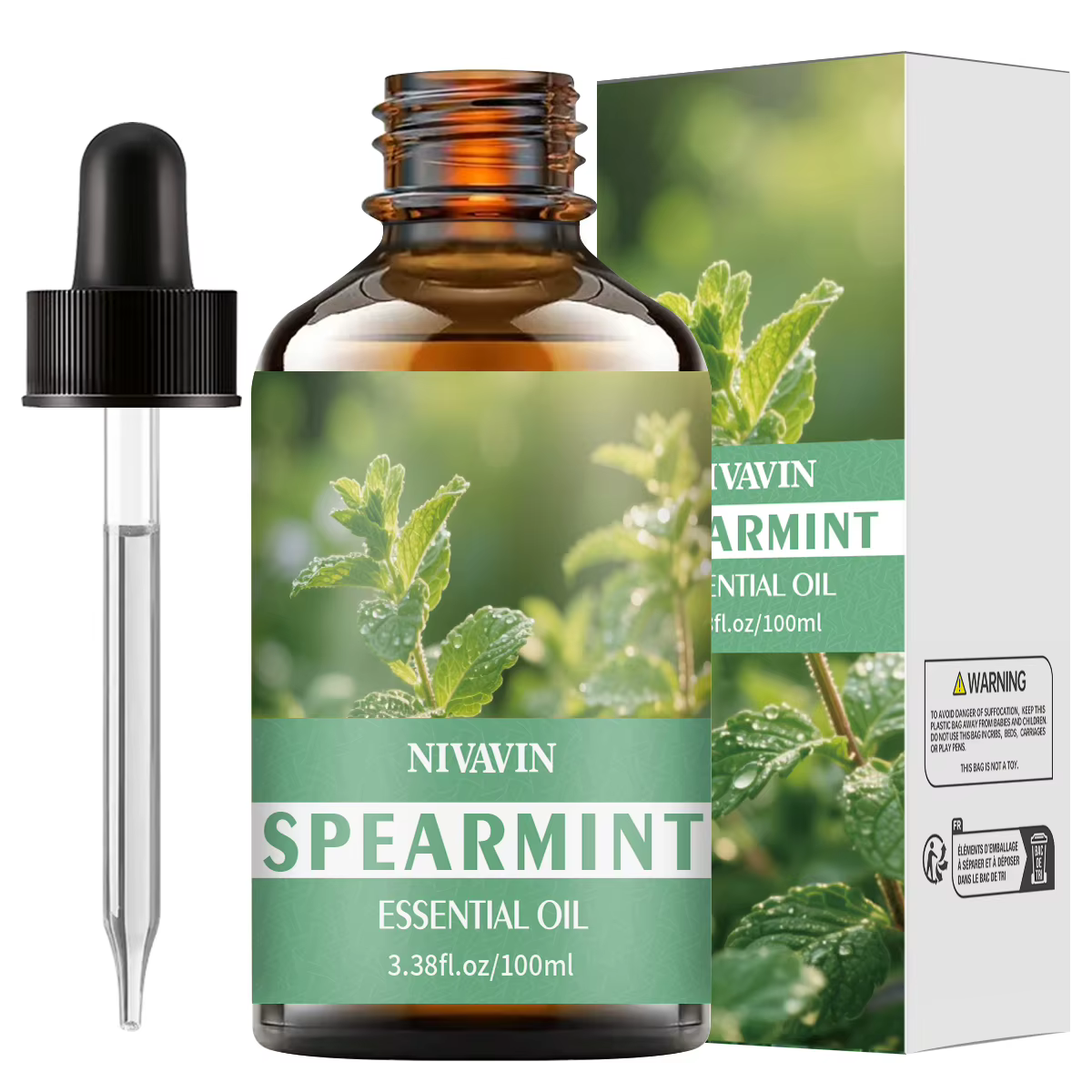 L'huile essentielle de menthe verte 30 ml/60 ml/100 ml convient à l'hydratation du visage, à l'hydra