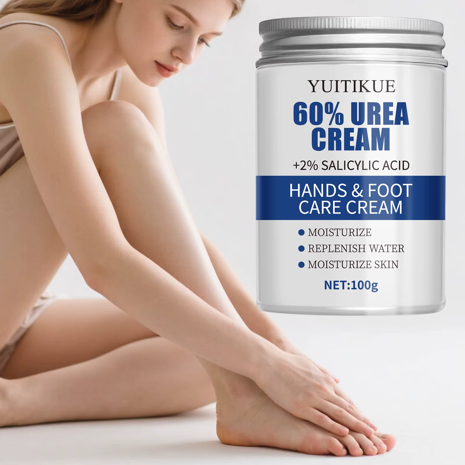 YUITIKUE Crème pour les pieds à l'urée 60 % 100 g - Réparation du talon craquelé en 2 semaines, text