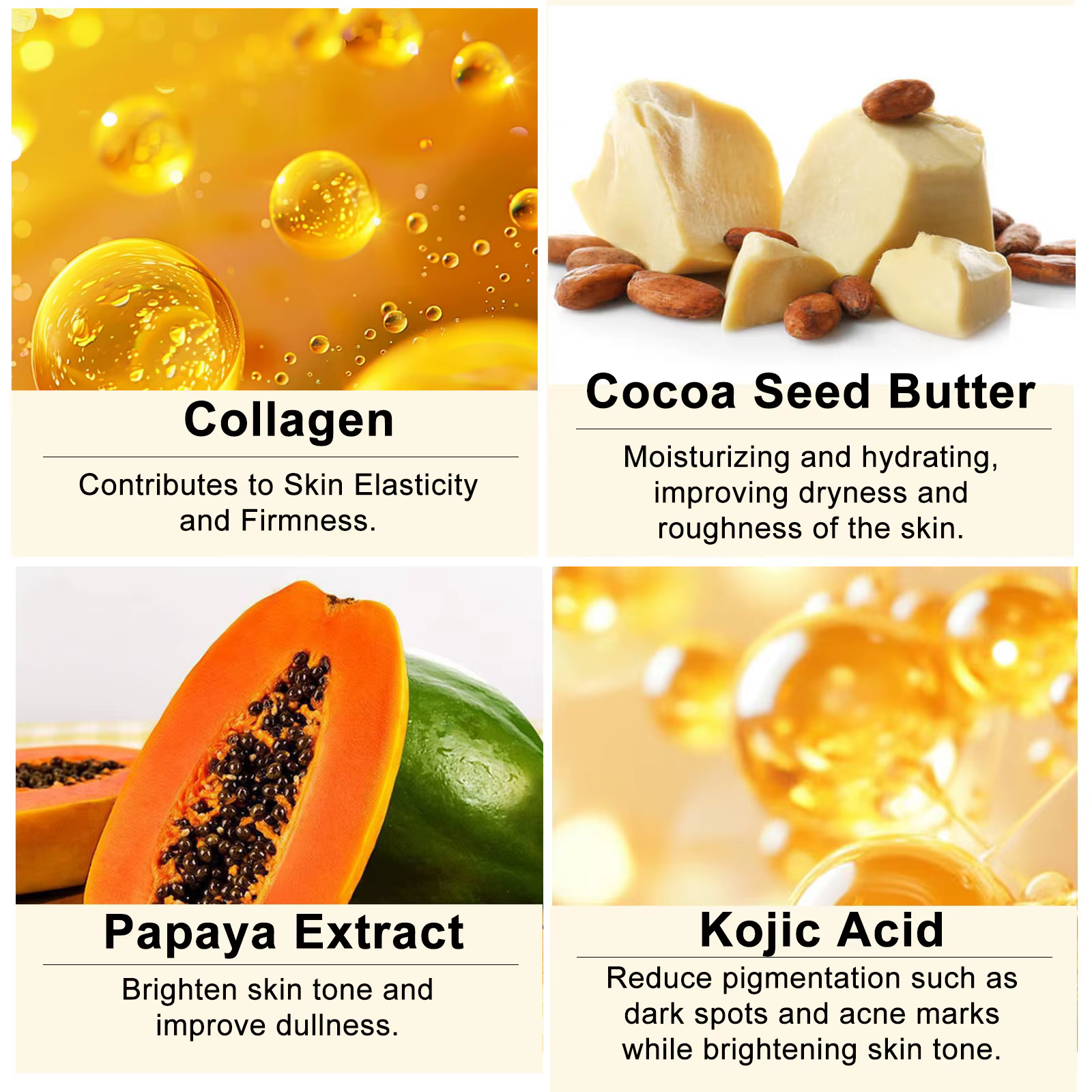 Lotion corporelle éclaircissante WK JALY Collagen Papaya Glow, hydratante, élimine les taches brunes