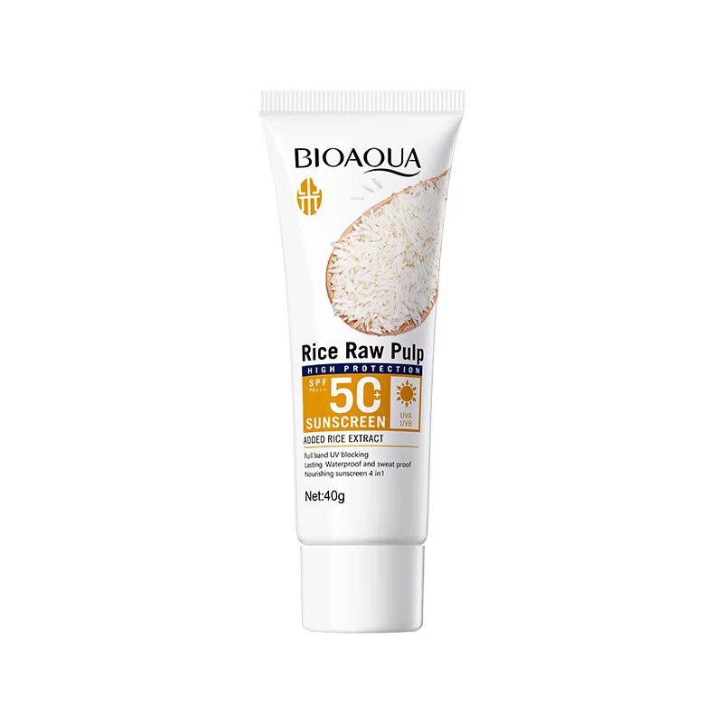 Crème solaire à la purée de riz BIOAOUA SPF50+-PA+++ Protection isolante contre les rayons UV, imper