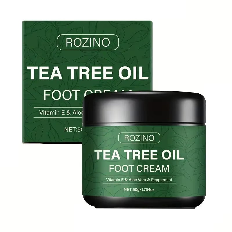 Crème pour les pieds à l'huile d'arbre à thé, ingrédients naturels, sans alcool, avec miel d'aloe ve