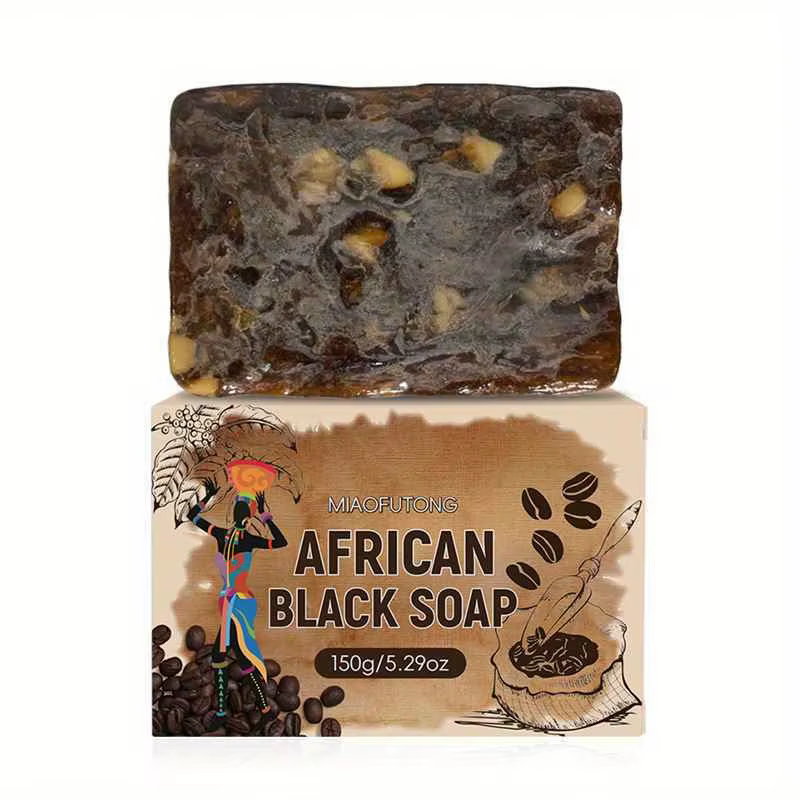 Savon noir africain 5,29 oz, savon au café, contient du beurre de karité, des gousses de cacao, conv