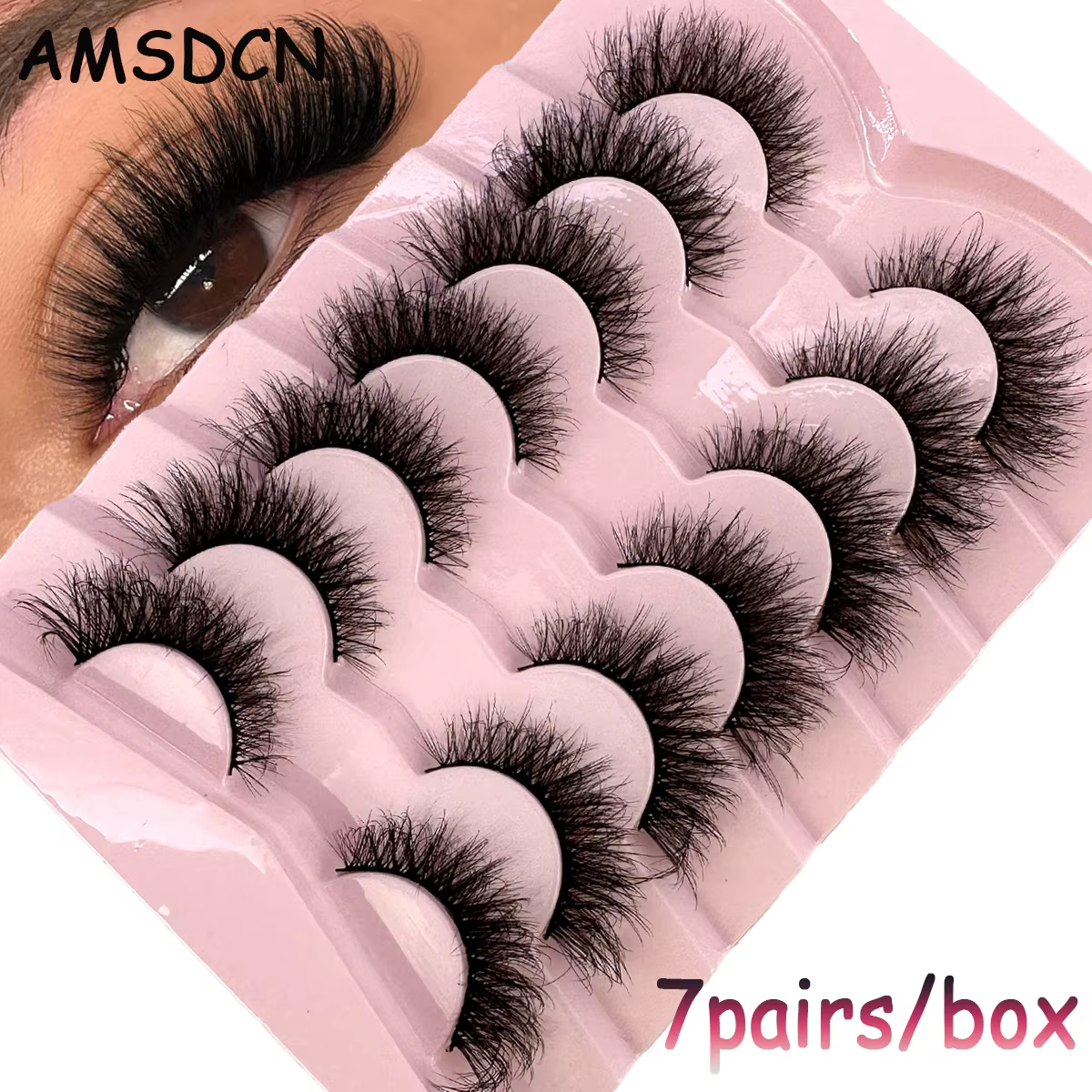 7 paires de cils en bande russe naturelle cils de vison moelleux 3D faux cils moelleux Volume cils f
