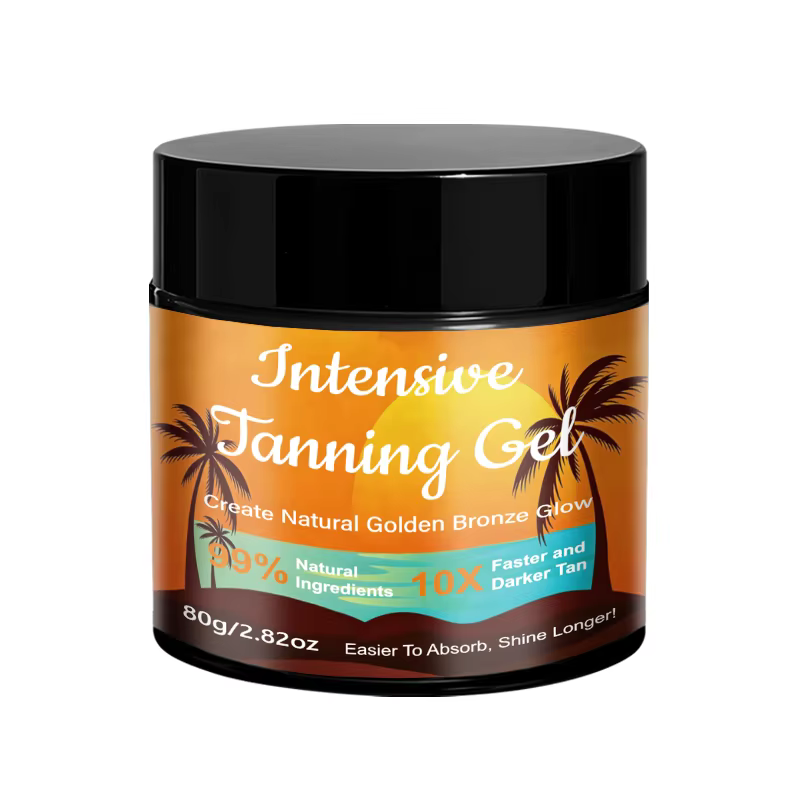 Gel bronzant intensif, 80g, ingrédients naturels pour un bronzage rapide et intense, effet soleil co