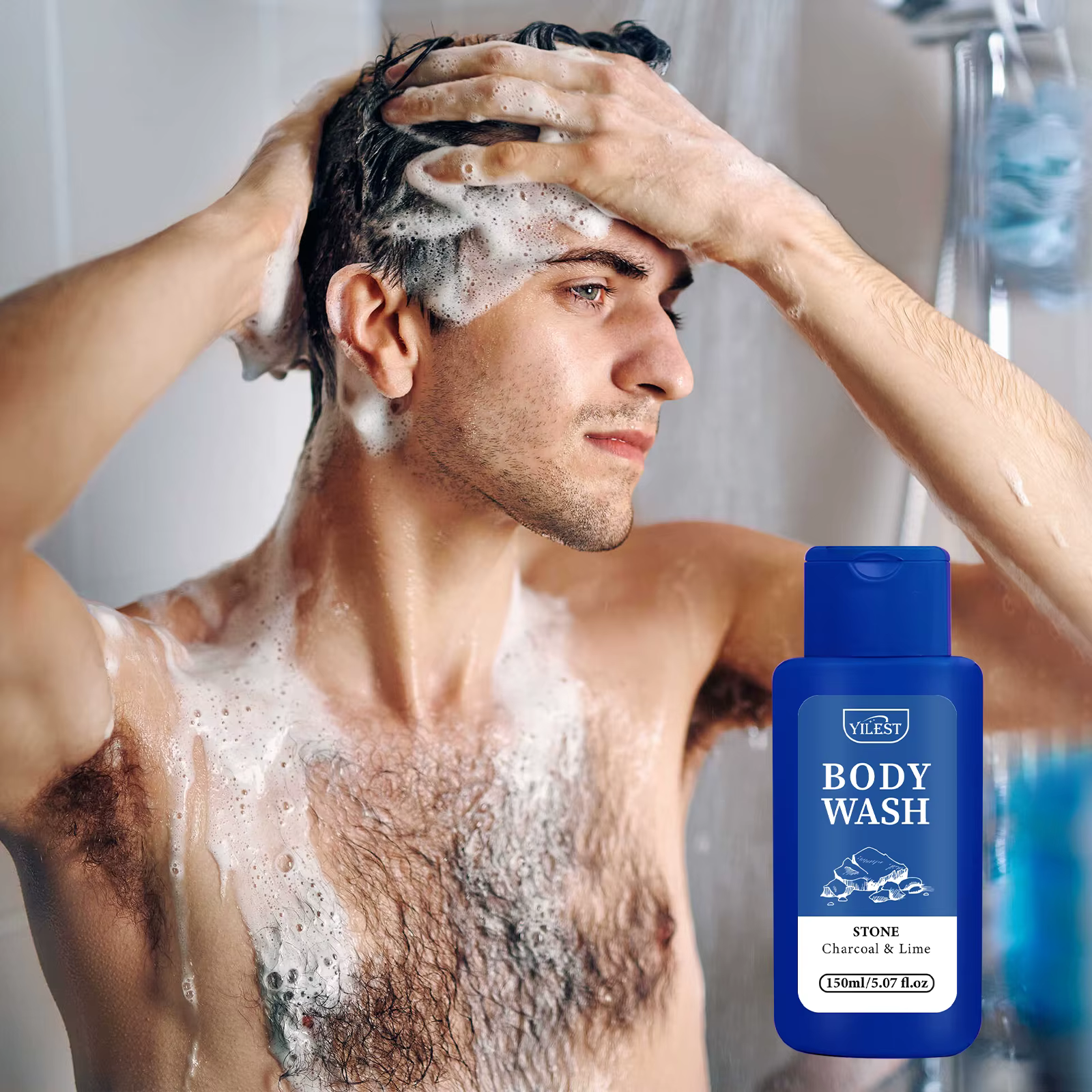 YILEST Lavage corporel au charbon de bois et au citron Nettoyage en profondeur, hydratant, parfum lé
