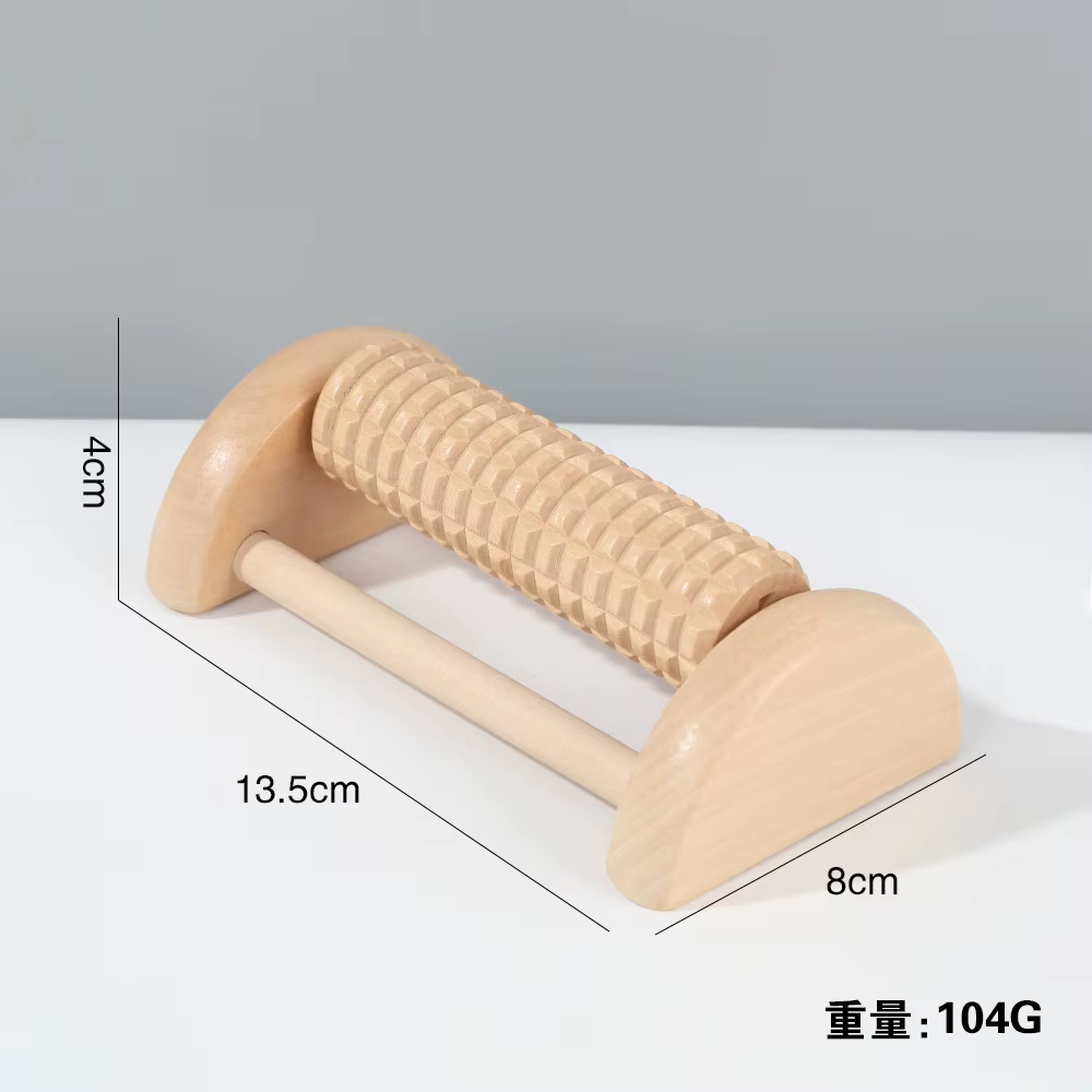 Rouleau de réflexologie en bois naturel conçu pour améliorer la relaxation, stimuler la circulation,
