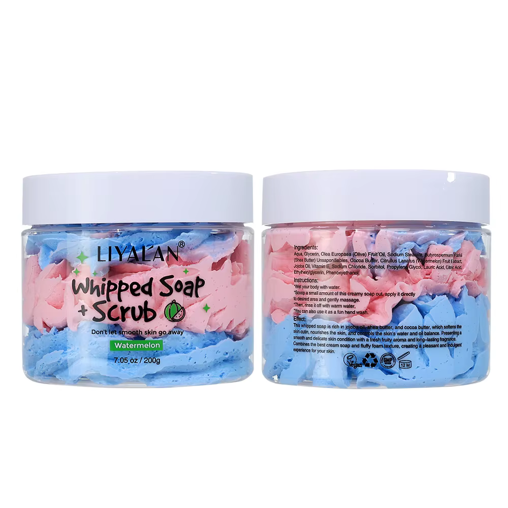 Savon fouetté bain nettoyant exfoliant nettoyant pour le corps hydratant peau lisse arc-en-ciel gomm