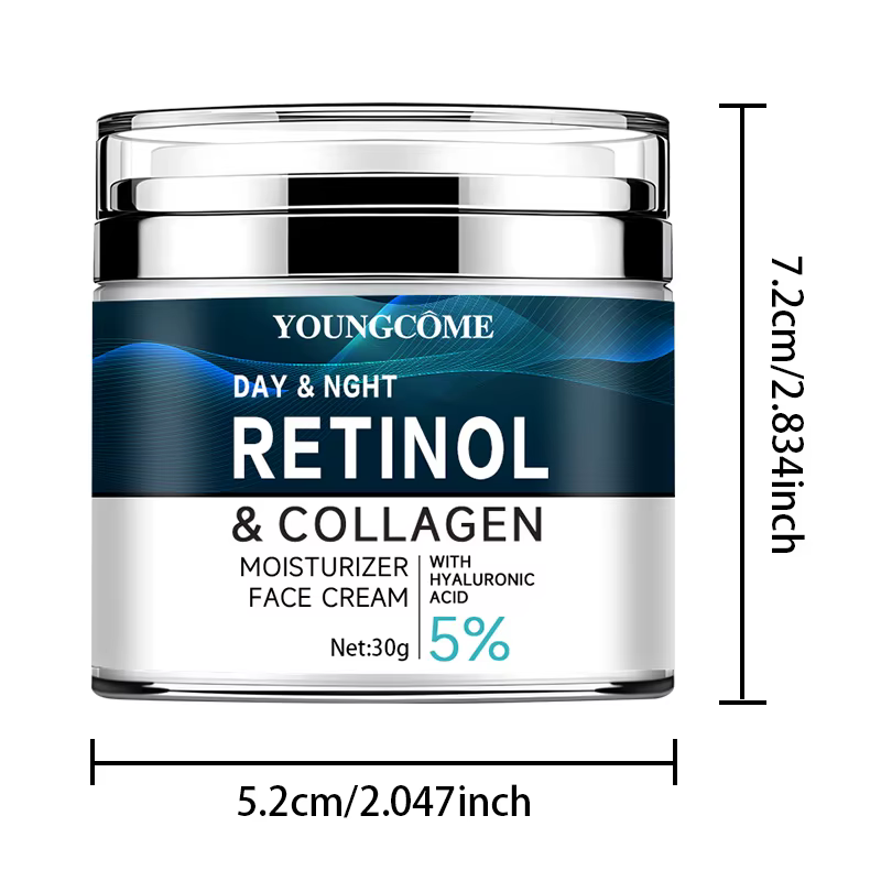 Crème au collagène au rétinol à la vitamine C + E, hydratante, raffermissante, hyaluronique, éclairc