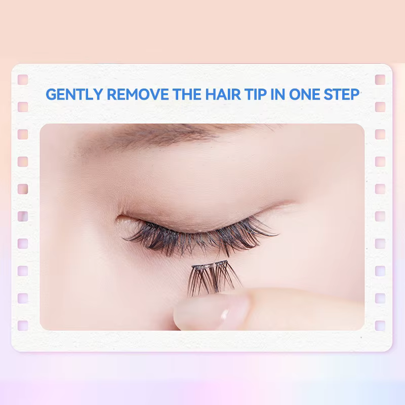 Faux cils sans colle – Série animale, boucles et volume naturels, bande fine segmentée pour une appl