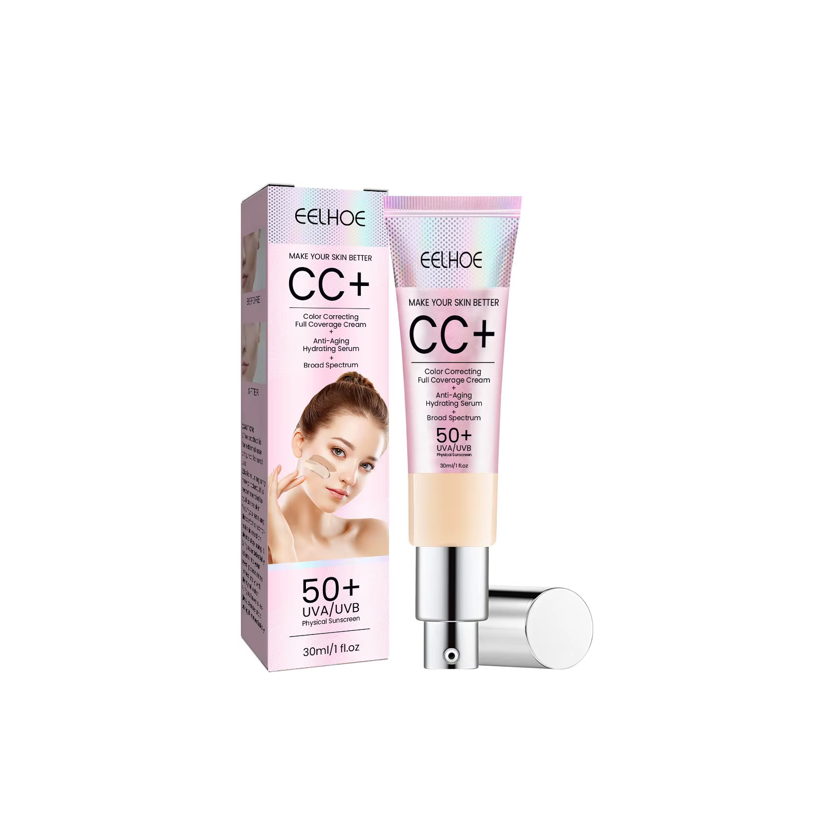  EELHOE CC crème fond de teint Spf 50 couverture complète des imperfections finition mate éclaircis