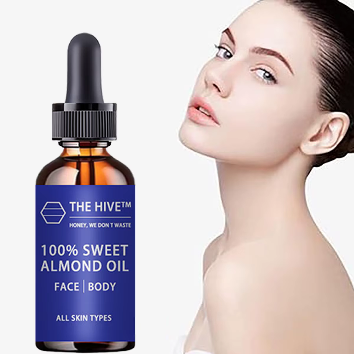 L'essence d'huile d'amande 100% douce éclat les pores, réduit les ridules, nourrit la peau et nettoi