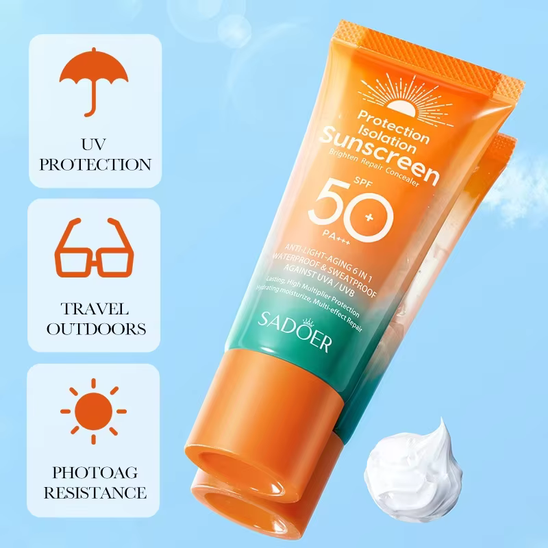 Crème solaire pour le visage et le corps, imperméable, SPF 50 + UV, crème solaire protectrice pour l