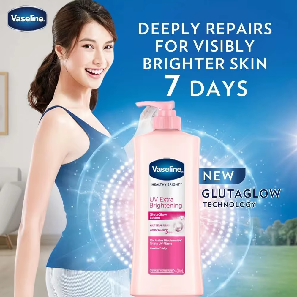 Lotion corporelle à la niacinamide Vaseline, soulage la peau sèche et déshydratée, exfolie et éclair