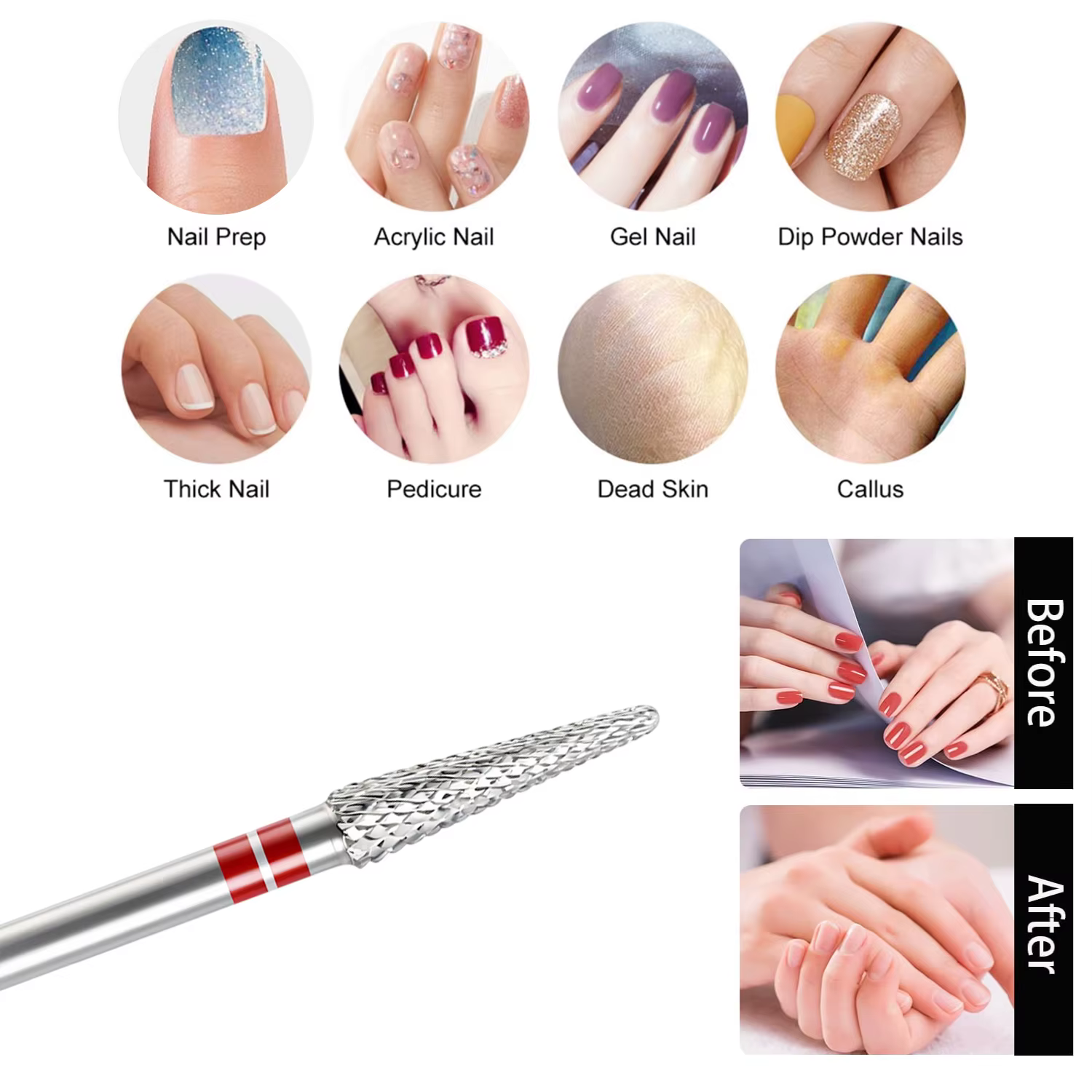 NotNoot 1pc forets à ongles-élimination des forets à cuticules tige de 3/32 "- manucure, Nail Art, m