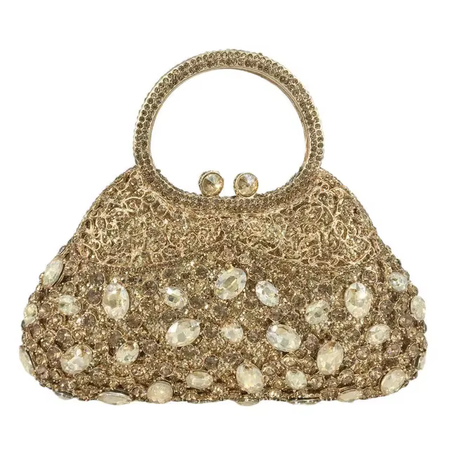 Boutique De FGG femmes sacs à main De soirée dorés poignée supérieure pochettes en cristal fourre-to