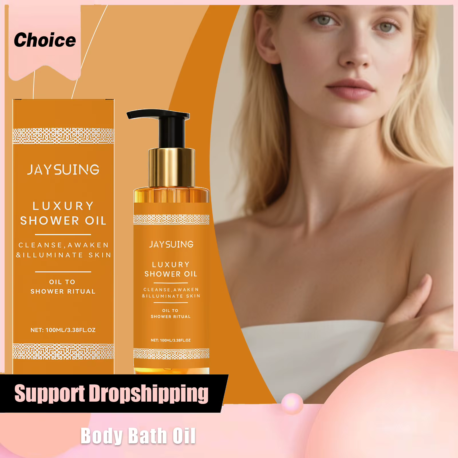 Huile de douche éclaircissante, hydratante, élimine la saleté, adoucit la peau, maintient l'élastici