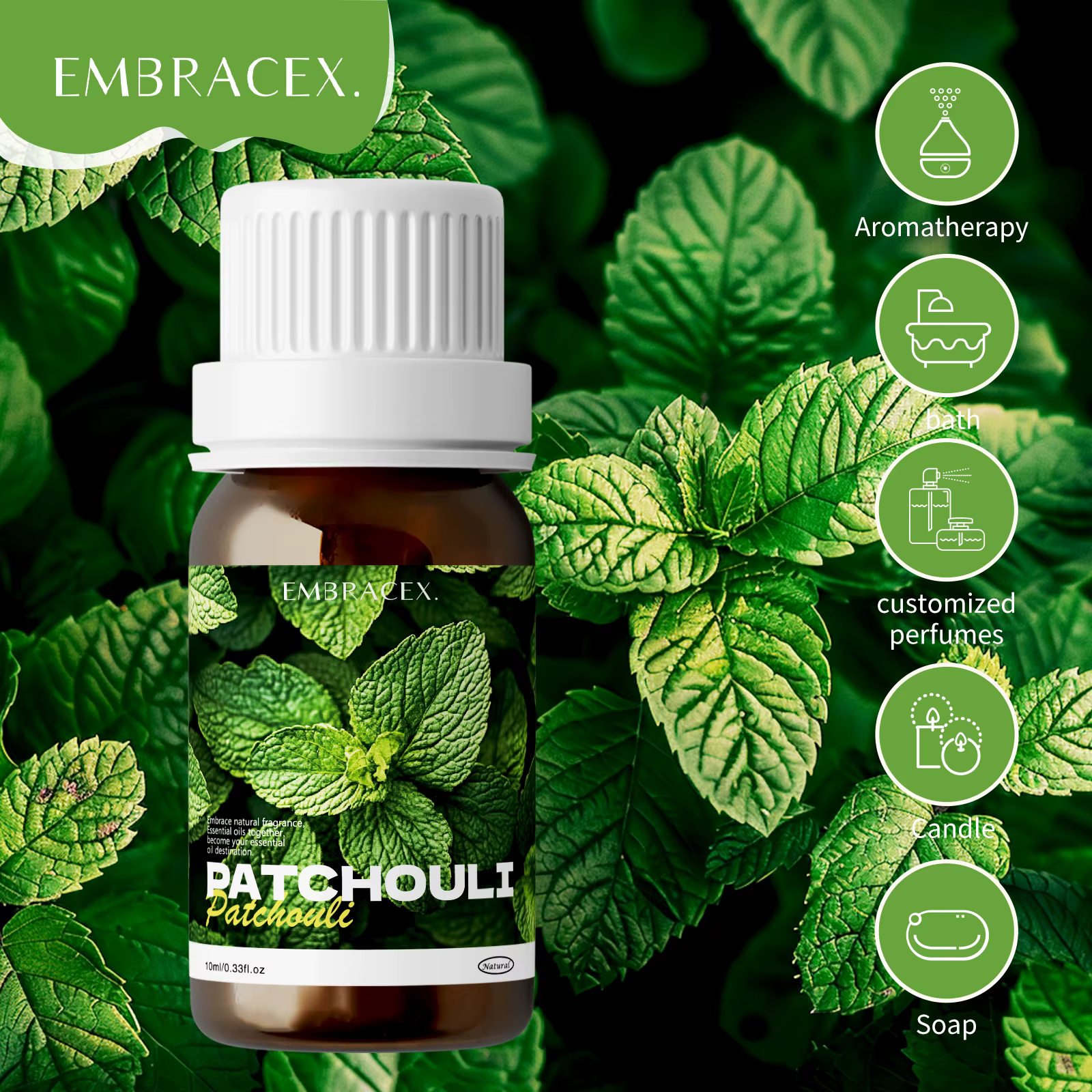 Huiles essentielles de patchouli 100% pures et naturelles pour humidificateurs domestiques, huile d'