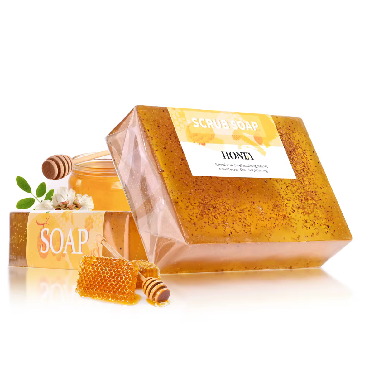 M + 100G savon de gommage aux particules de noix au miel naturel nettoie en douceur les Pores lavage