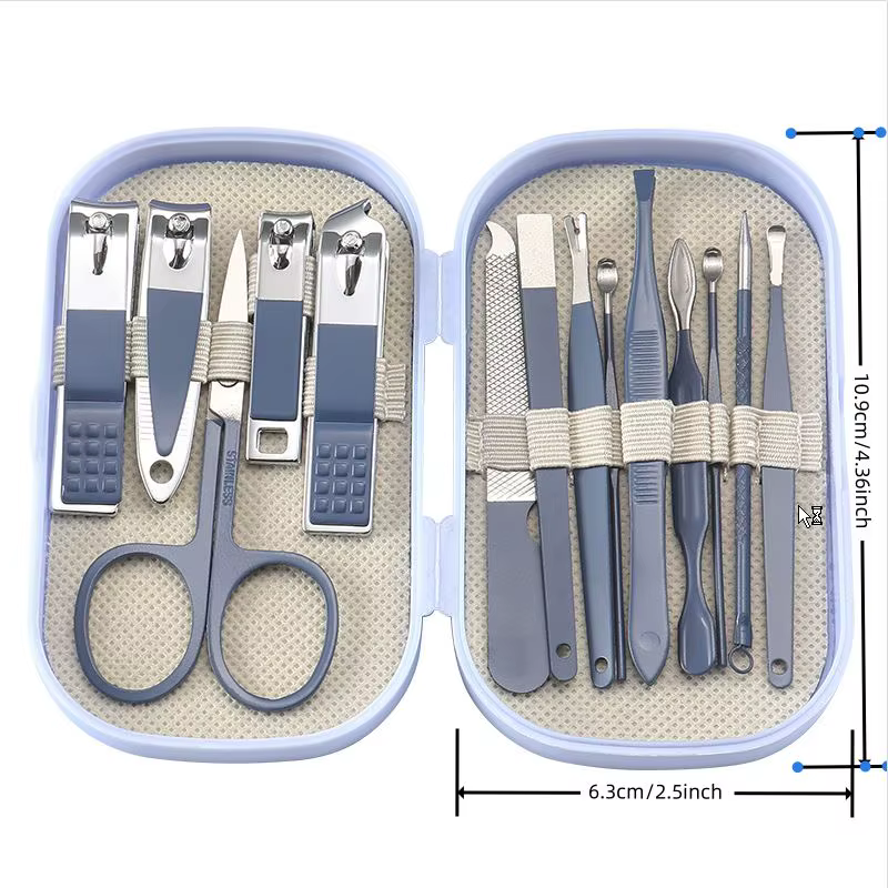 Ensemble de manucure et pédicure de luxe pour hommes et femmes, ciseaux à ongles, coupe-ongles, cuil