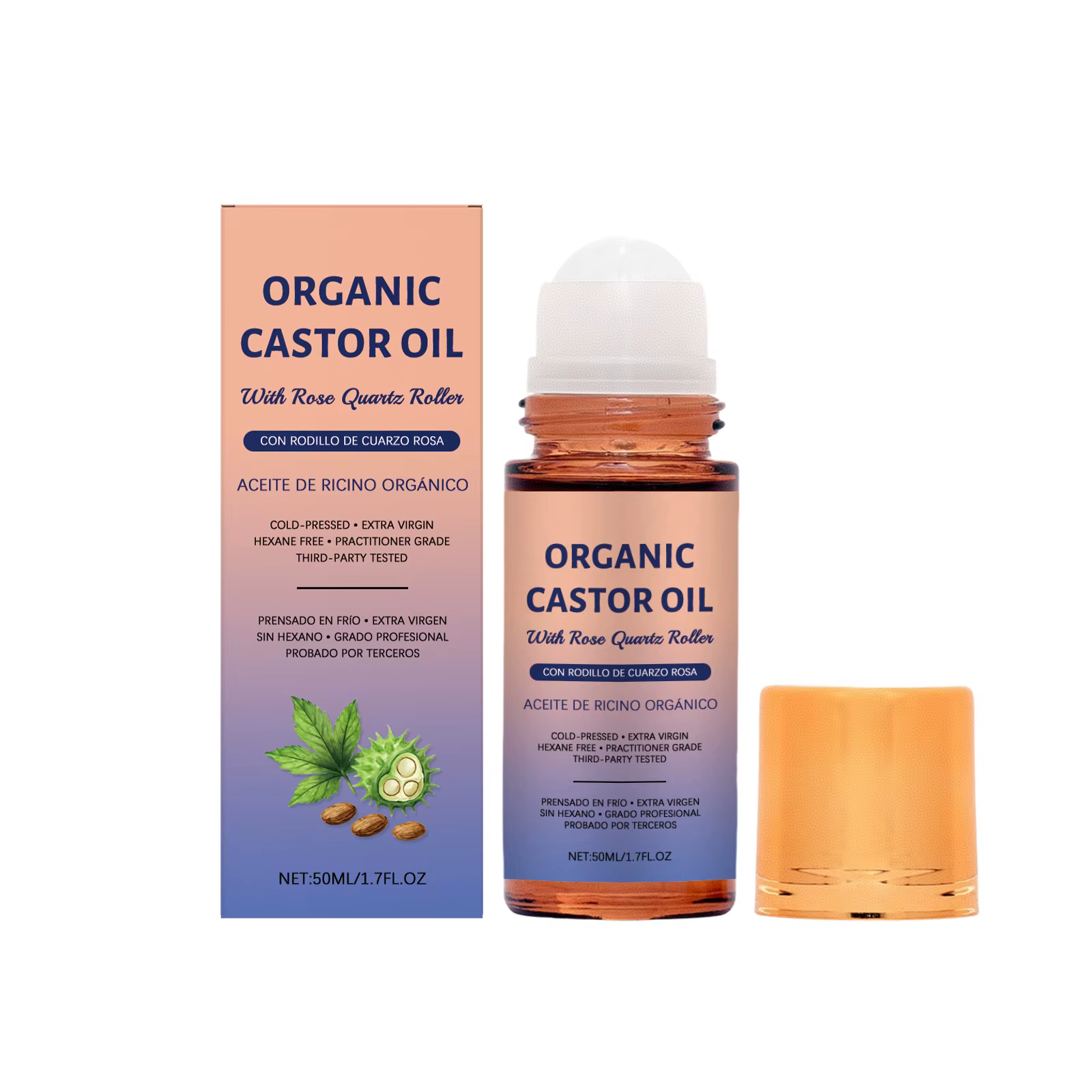 Rouleau d'huile de ricin biologique sur soin de la peau huile essentielle hydrater nourrissant éclai