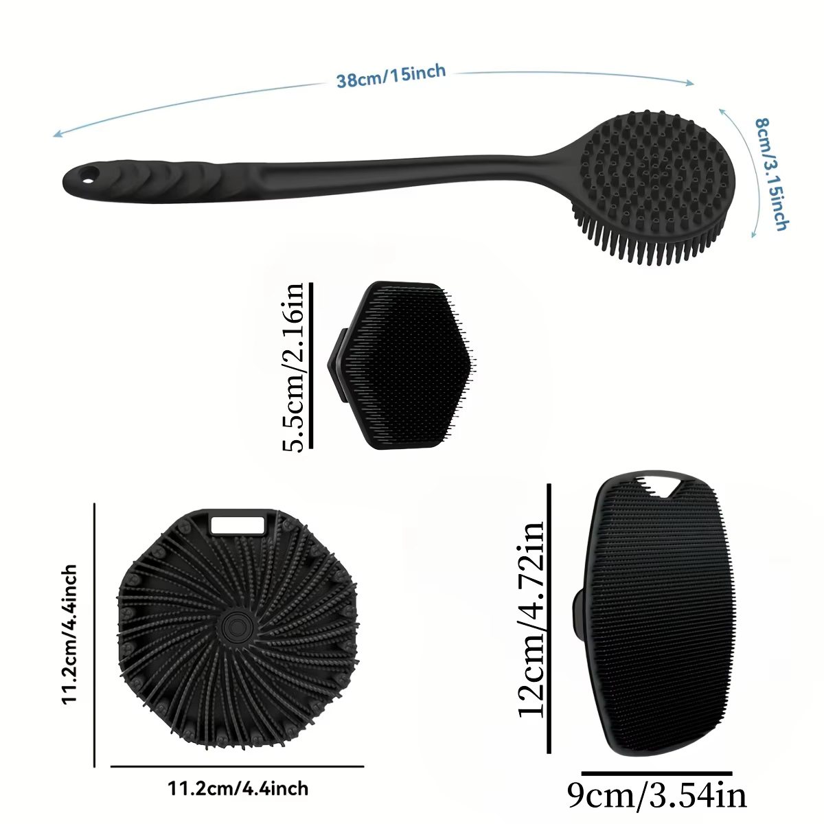 Ensemble de brosses de bain 1-4 pièces Brosse de bain en silicone souple avec poignée antidérapante,