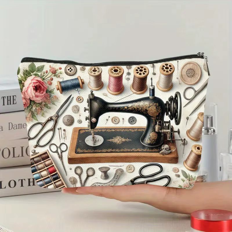Un sac cosmétique pour outils de couture fait à la main – jolie pochette multifonctionnelle à fermet