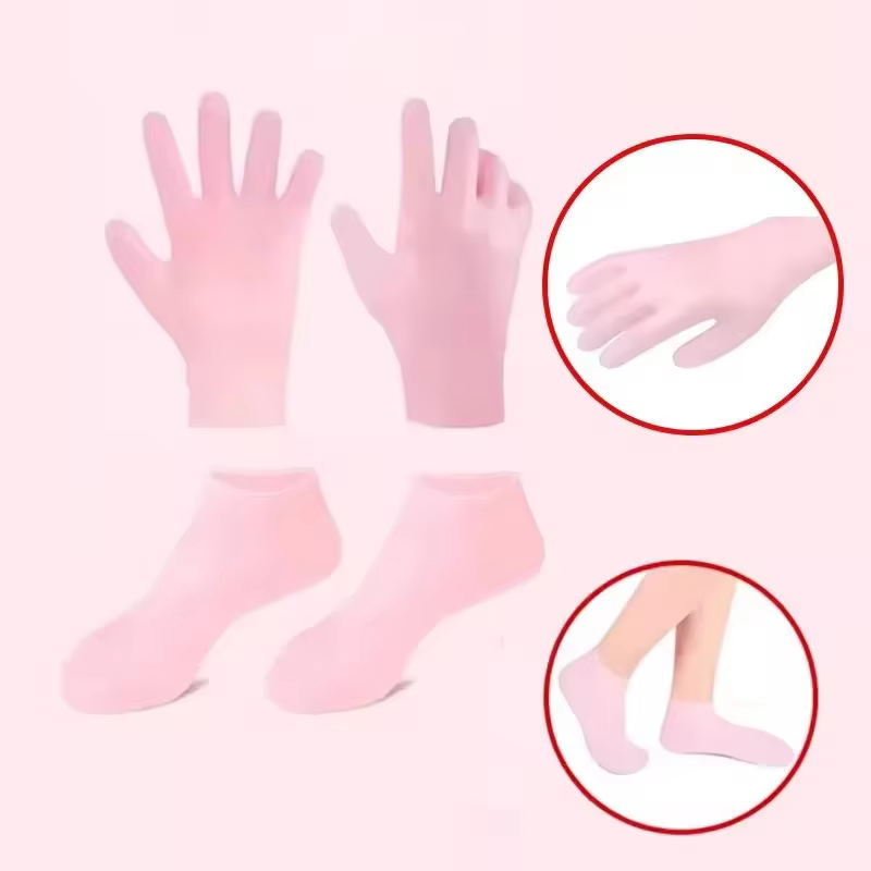 1 Paire de Gants et Chaussettes Hydratants en Silicone Anti-Fissures, Kit de Soin Adoucissant pour l