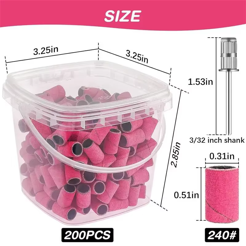 Bandes de ponçage pour nail art, grain 80 120 180 240 avec 2 forets pour manucure et pédicure, acces