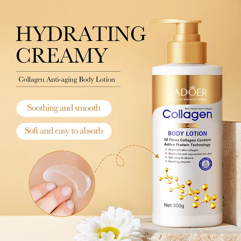 Lotion corporelle anti-âge au collagène 300g : hydrate, lisse et répare la peau ; douce et facilemen