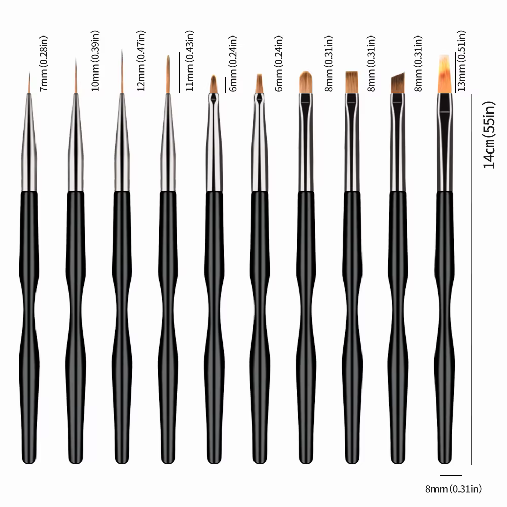 10 pièces Nail Art stylo brosse UV Gel peinture à la main Liner stylo ensemble acrylique Gel UV vern