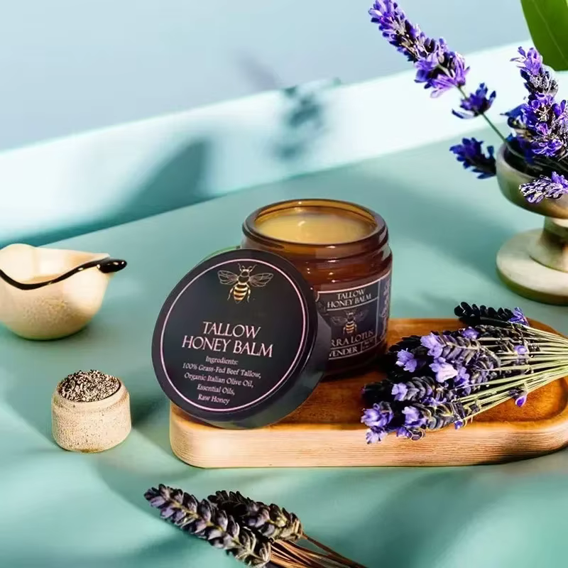 Crème hydratante au miel cru et au bœuf biologique nourri à l'herbe pour une peau douce et lisse, hy