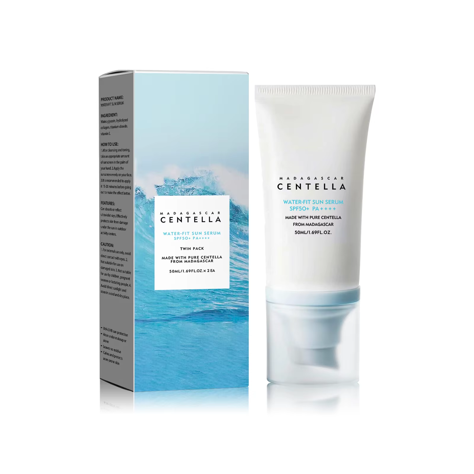 Crème solaire SPF50+ Centella – Protection UV forte à base d'eau avec soin hydratant, formule apaisa