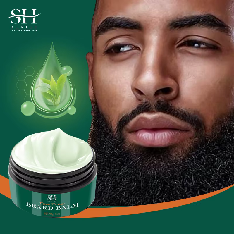 Crème à barbe pour hommes 100% naturel arbre à thé effet hydratant après-shampooing pour barbe soin 