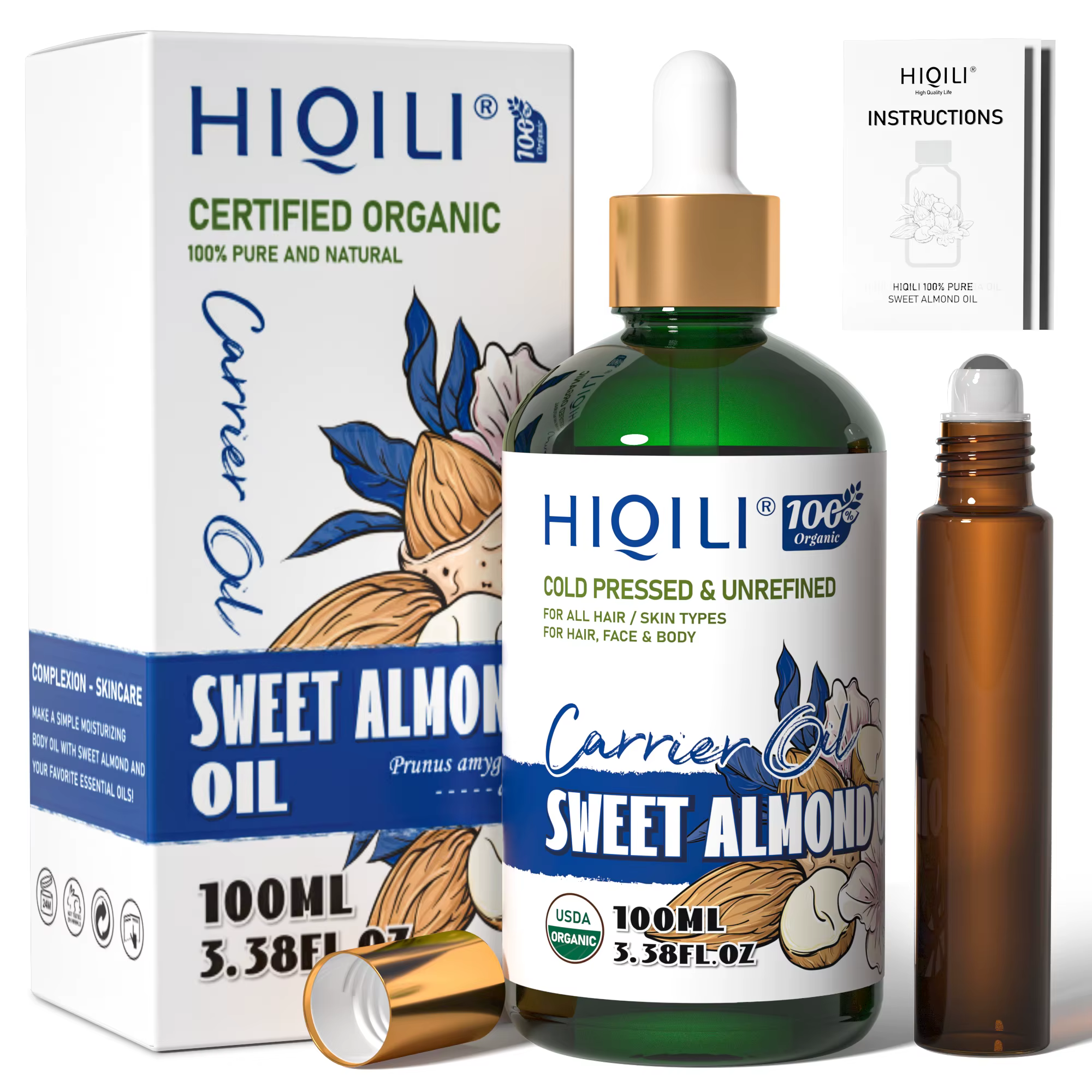 HIQILI Huile de base d'amande douce 100 ml, utilisée pour la fabrication de bougies DIY, parfum pour