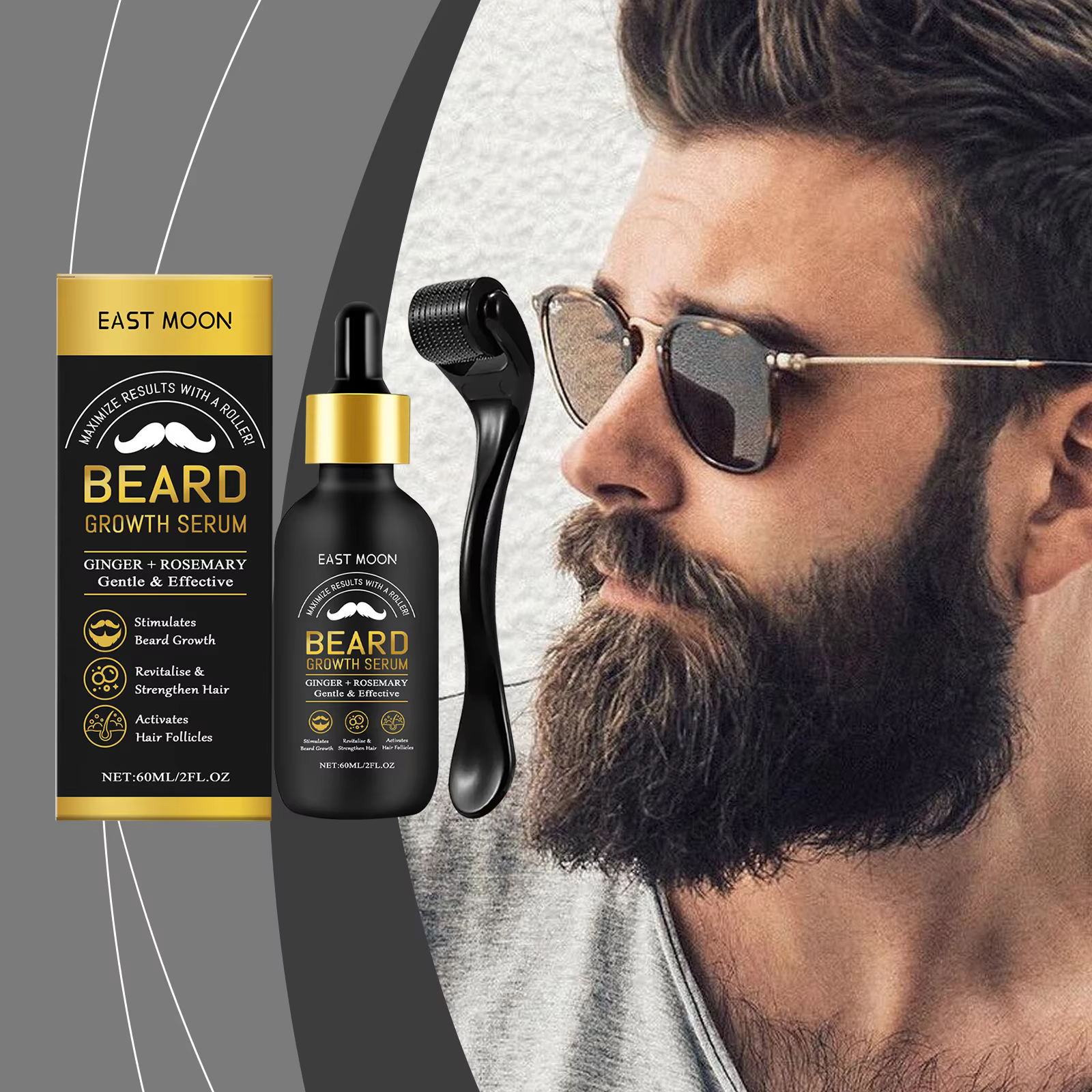 Ensemble d'essences pour le soin de la barbe, soin du visage pour hommes, nutrition des cheveux, soi