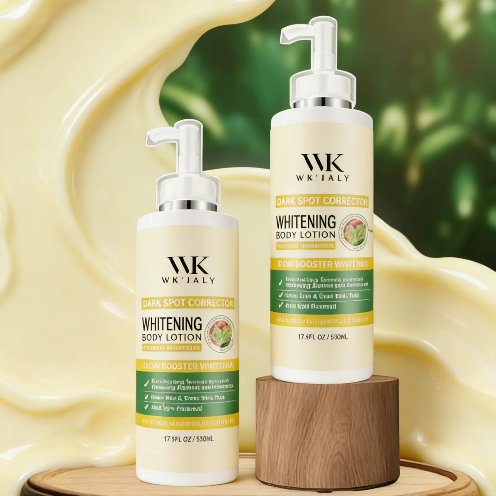 WK JALY Lotion pour le corps blanchissante Glow Booster, avec glutathion, élimine les taches foncées