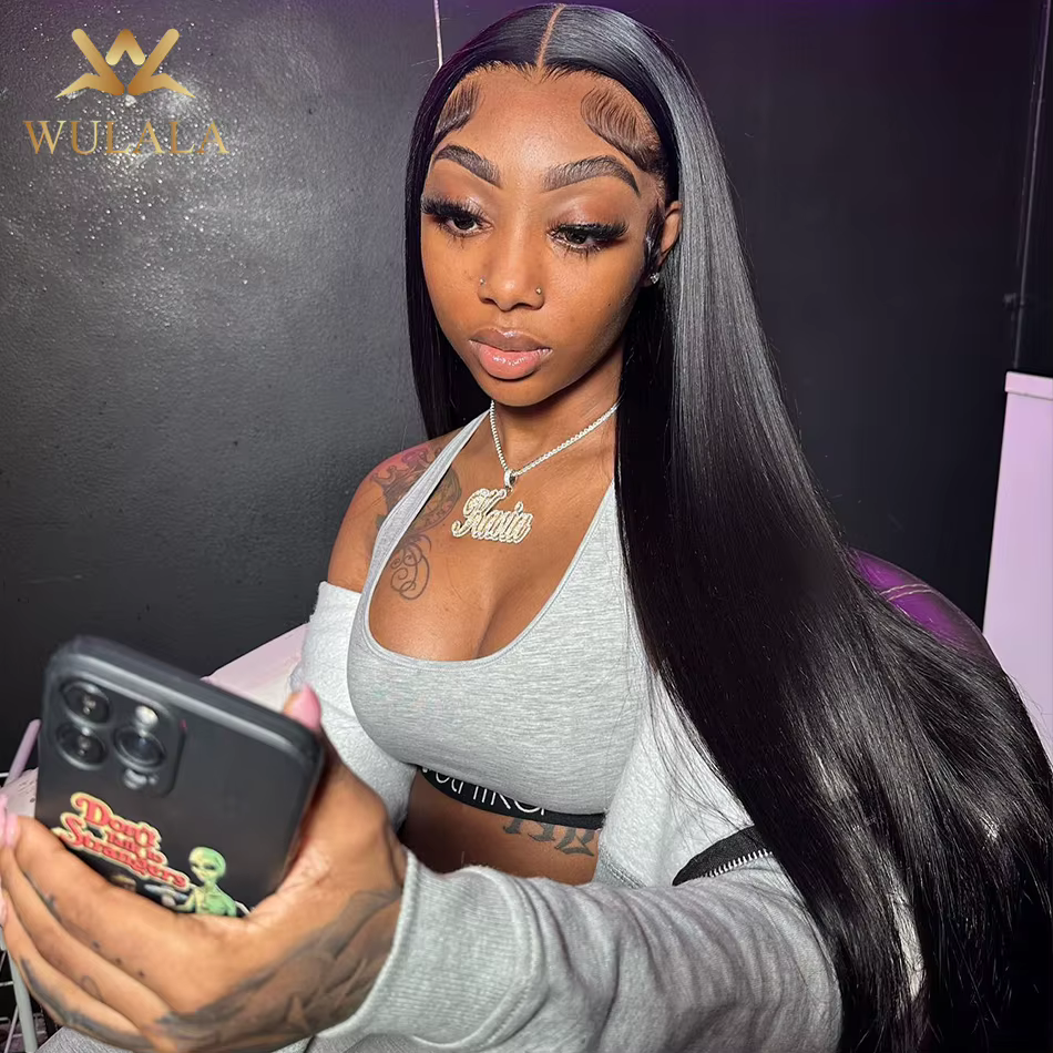 Wulala-Perruque Full Lace Wig naturelle lisse Sophia, cheveux humains, 13x4, 13x6 HD, pre-plucked, 3