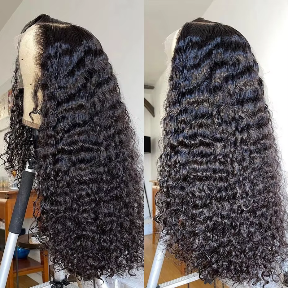Perruque Lace Front Wig Deep Wave Naturelle Bouclée, Cheveux Humains, 13x6 HD, 13x4, Densité 200, 30