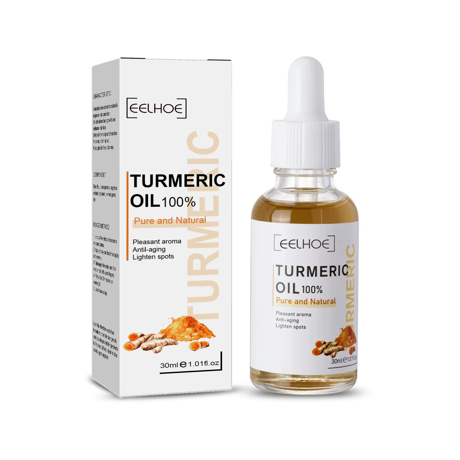EELHOE huile de curcuma pour le visage brillant peau éclaircissante Anti oxydant supprimer les tache