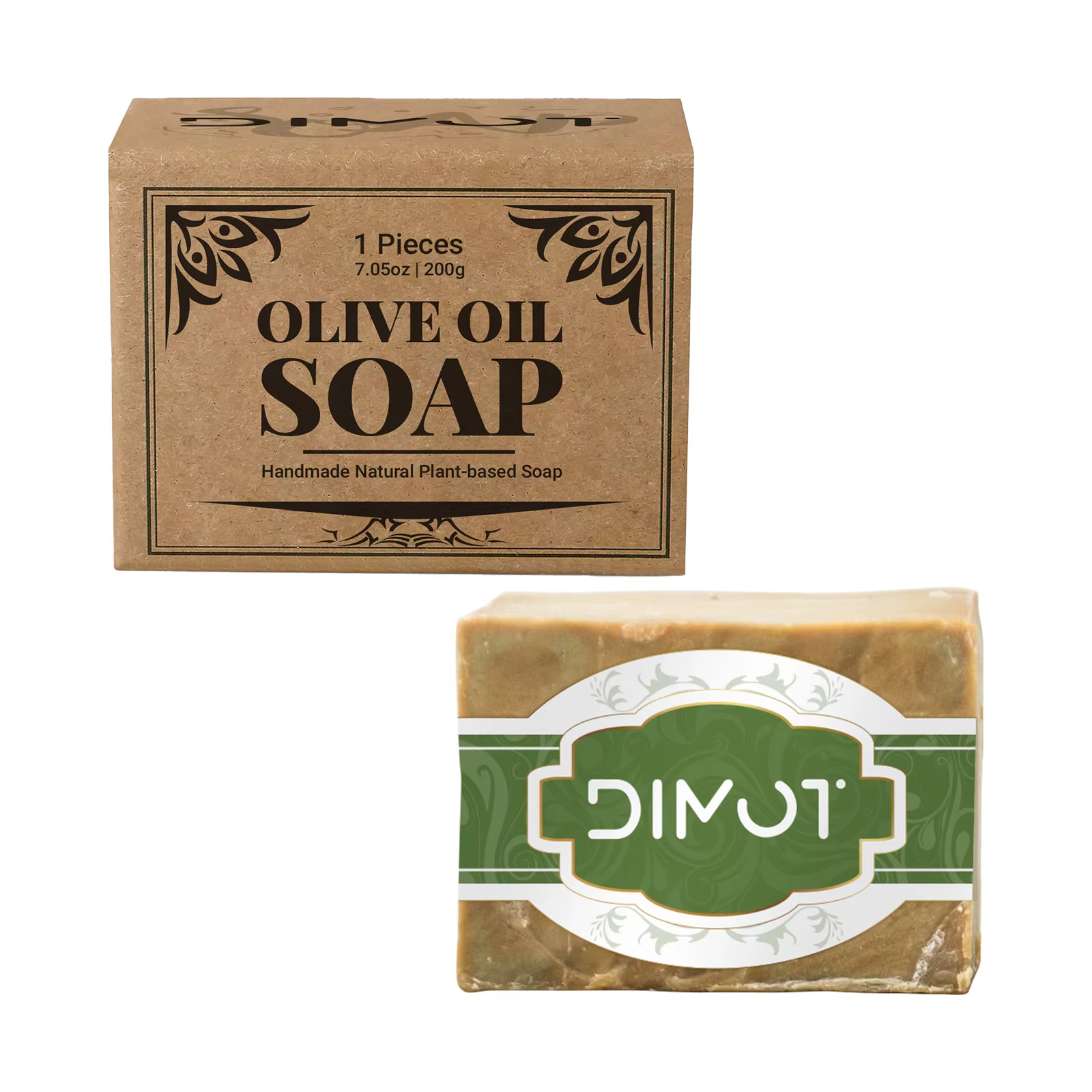 Barre de savon douce à l'huile d'olive et de laurier 200g - Fait main, Naturel pour le visage, le co