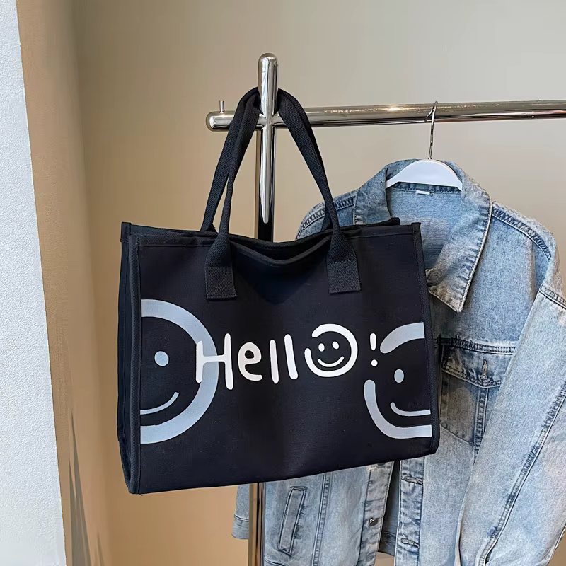 Sac en toile pour femmes, sac de grande capacité, sac à main de dessin animé, polyvalent, décontract