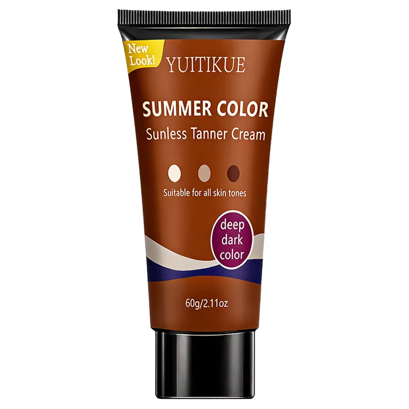 Crème autobronzante YUITIKUE, hydratante, sans tons orangés, teinte modulable pour une peau d'appare