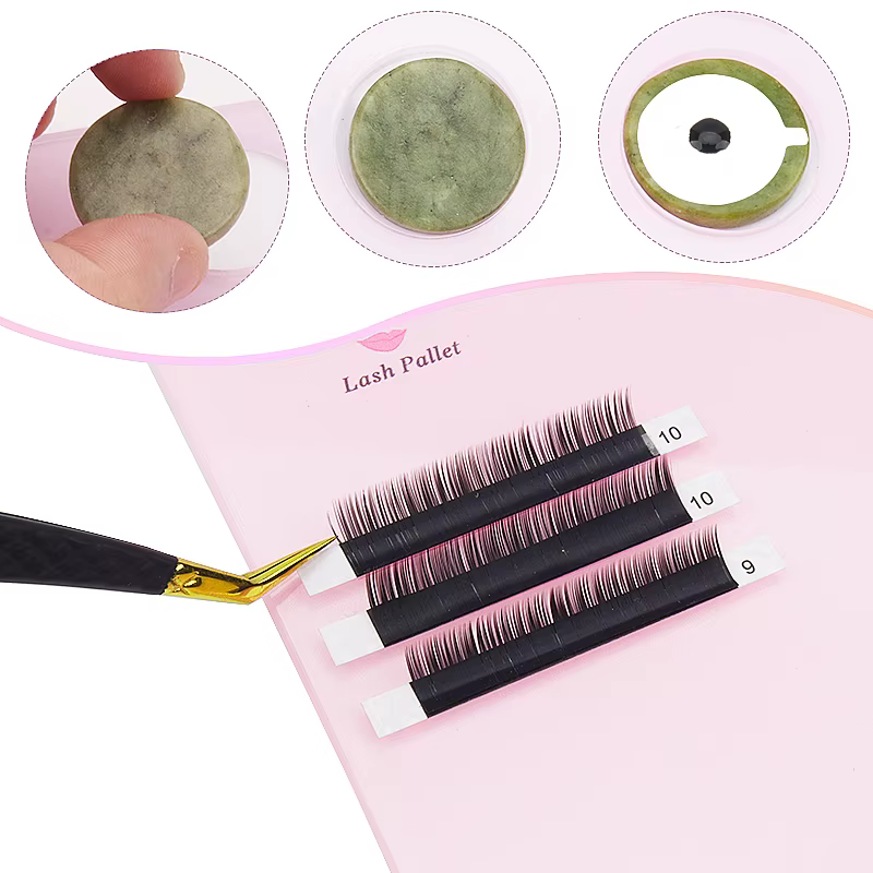 Plateau de plaque d'extension de cils en pierre de Jade acrylique, support de cils de greffage, supp