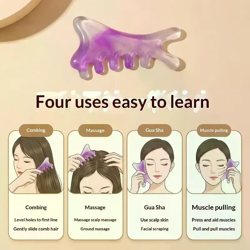 Peignes en résine pour massage relaxant de la tête et du visage, pour la thérapie des méridiens et l