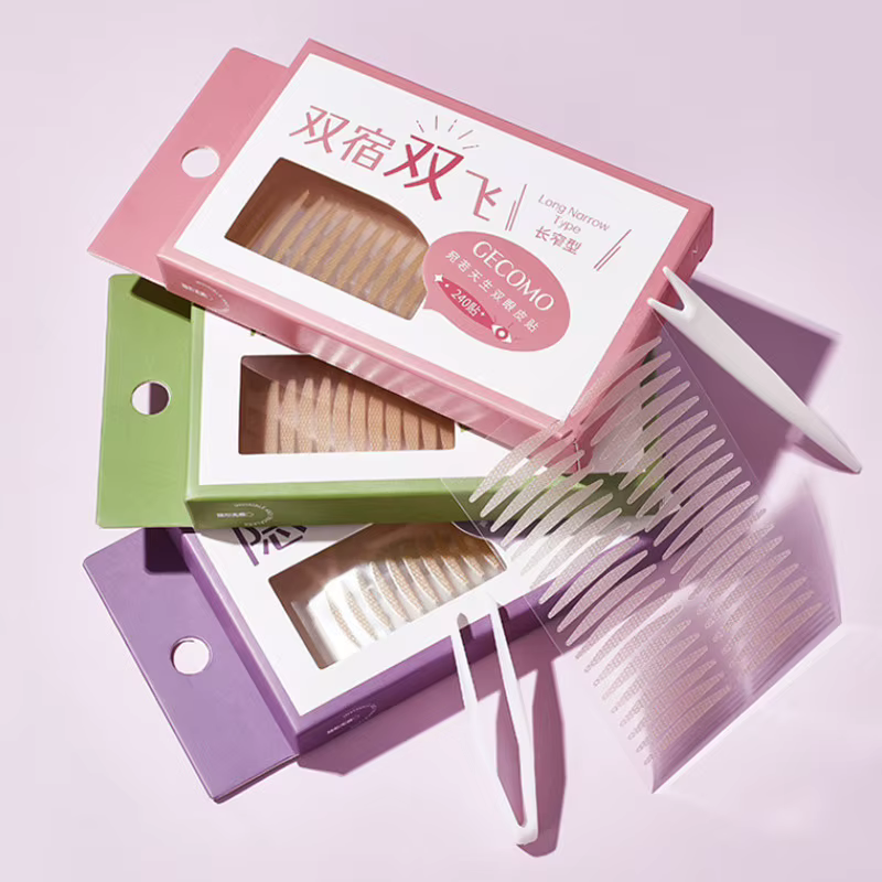 Autocollant Invisible Double paupière, 960 pièces, pâte auto-adhésive Double pli longue durée, Beige