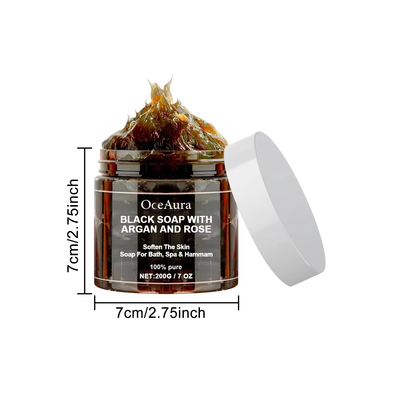 Savon Beldi noir à l'argan et à la Rose, hydratant, purifiant, nettoyage en profondeur, adoucissant,