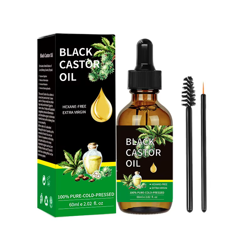 Huile de ricin noire, huile de ricin biologique saine, améliore la ténacité de la ligne des cheveux,