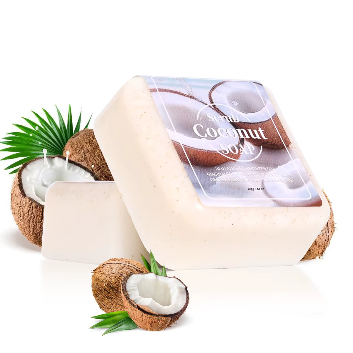 Gommage au glutathion et au noix de coco, savon fait à la main, nettoyage en profondeur et hydratant