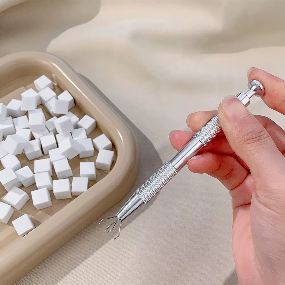 Pince à épiler en acier inoxydable pour nail art, éponge douce, décoration de manucure, stylo à pois