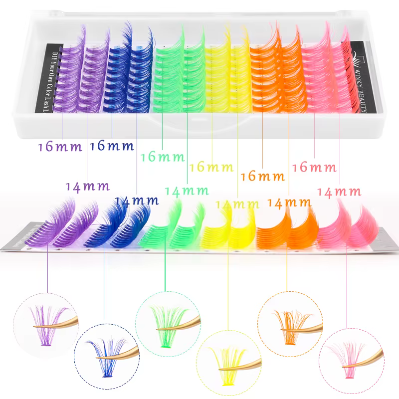 Winky beauty – cils colorés en grappe, 120 pièces, faisceau segmenté 40D, boucles D naturelles, indi